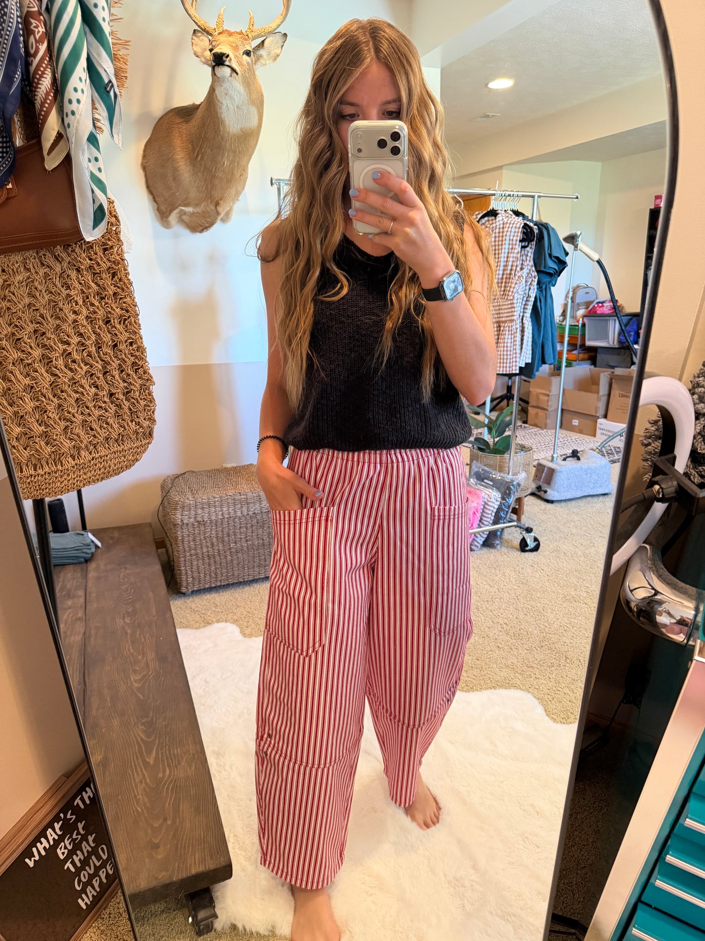 Striped Barrel Pants
