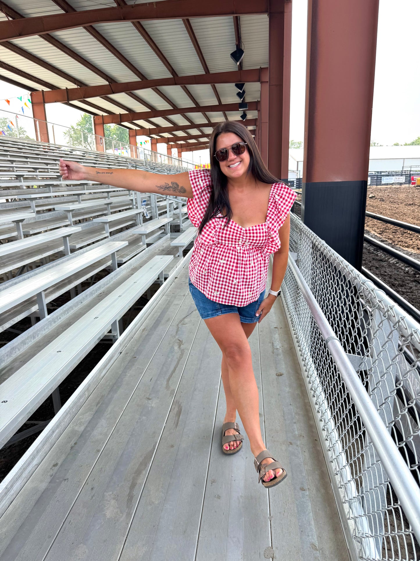 Gingham Babydoll Top