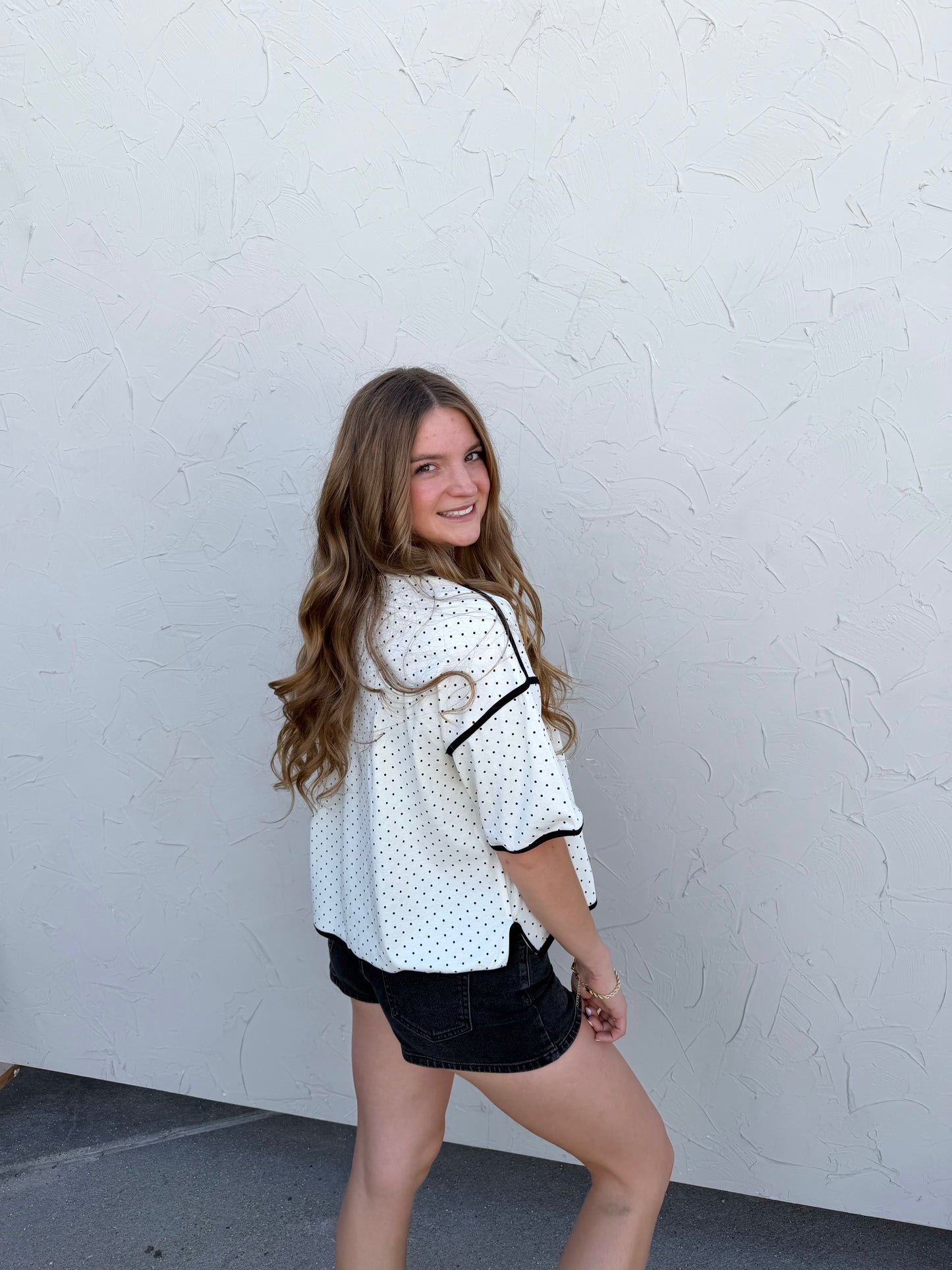 Polka Dot Edged Top