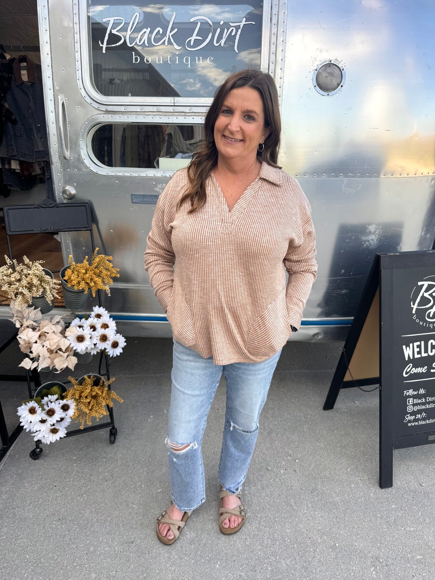 Rust Ribbed Pullover