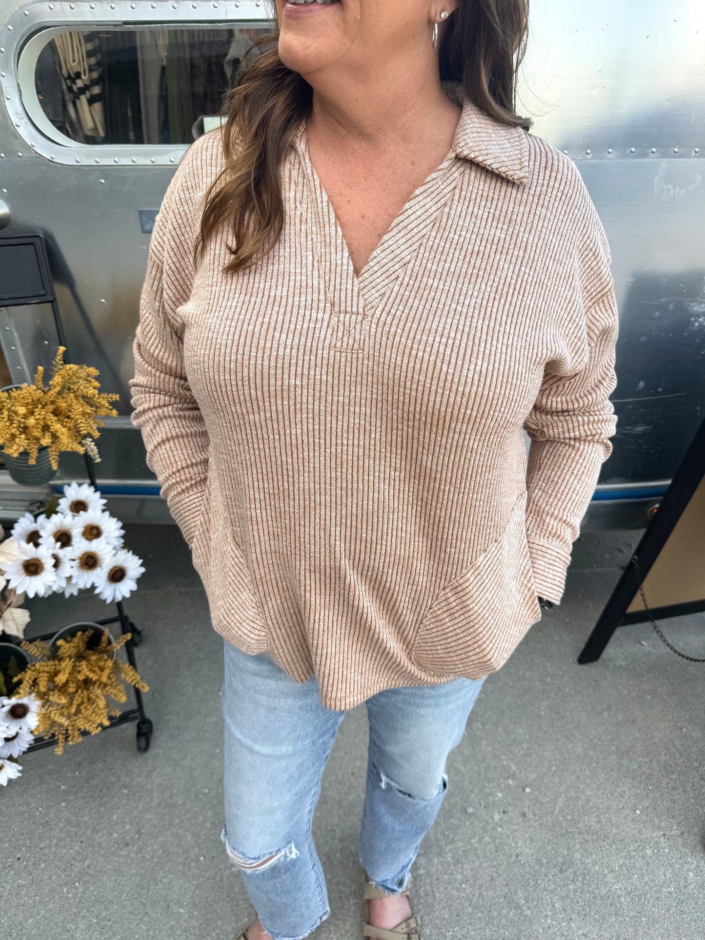 Rust Ribbed Pullover