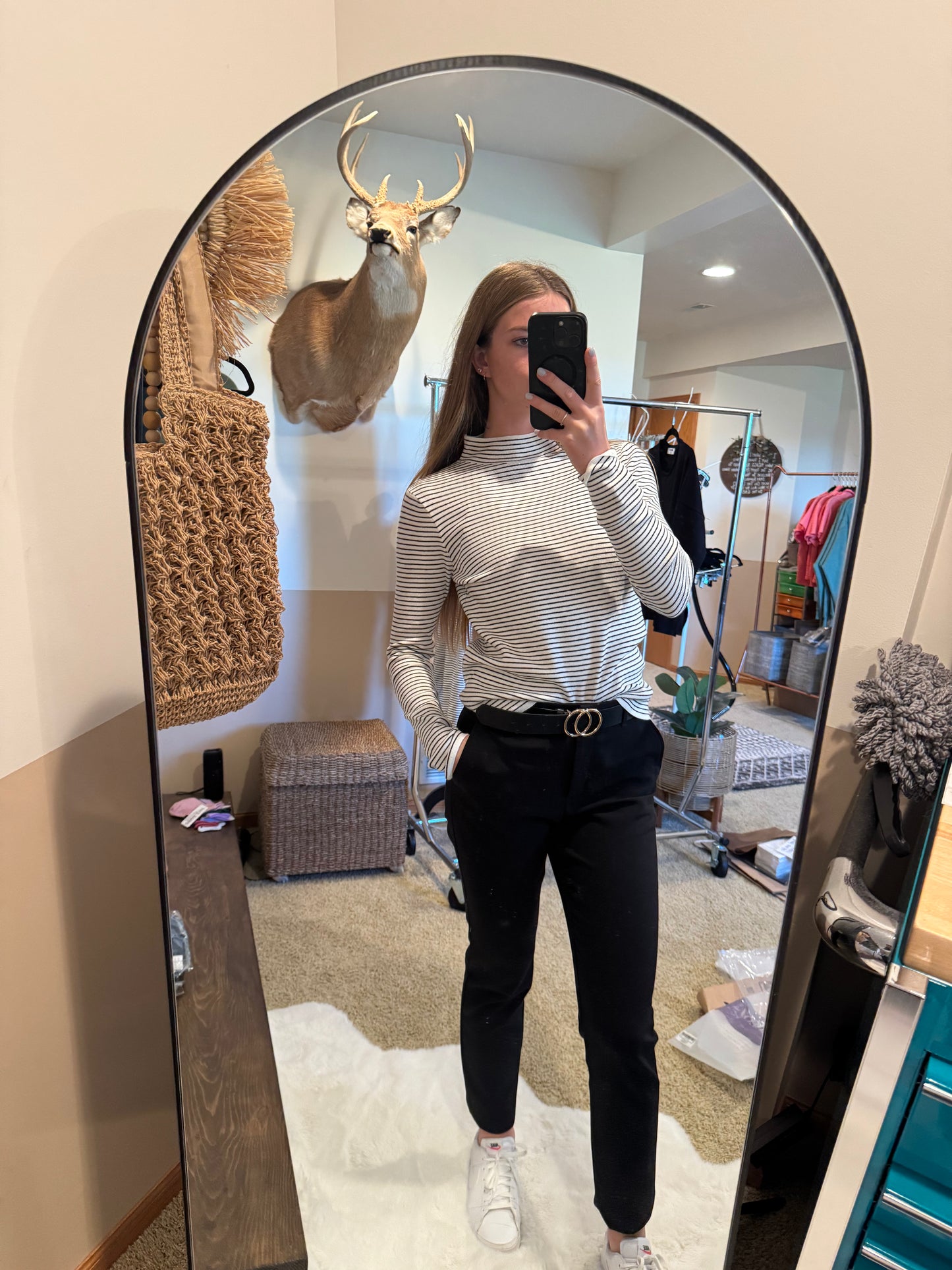 Striped Mock Neck Longsleeve