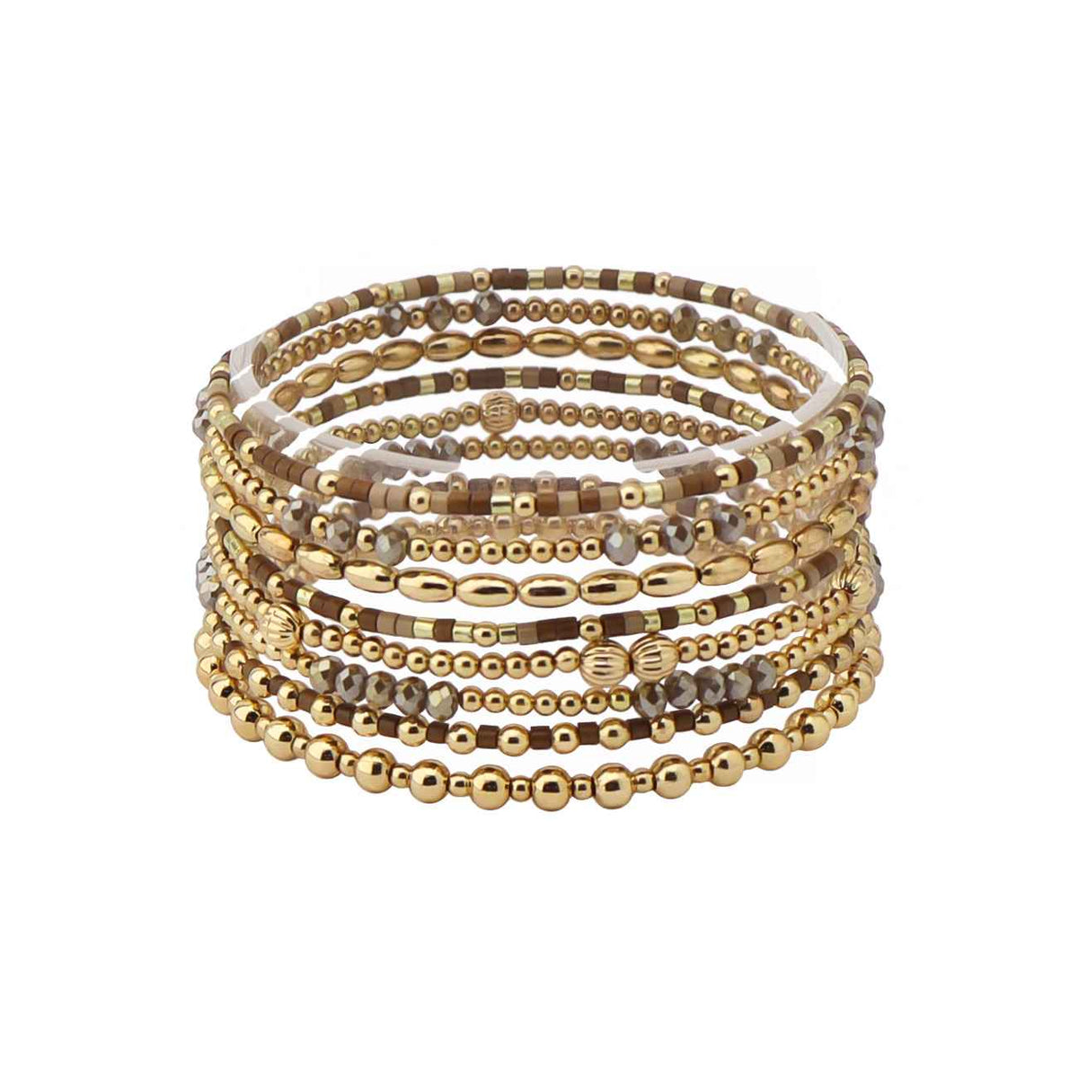 9 Set Brown Stretch Bracelet