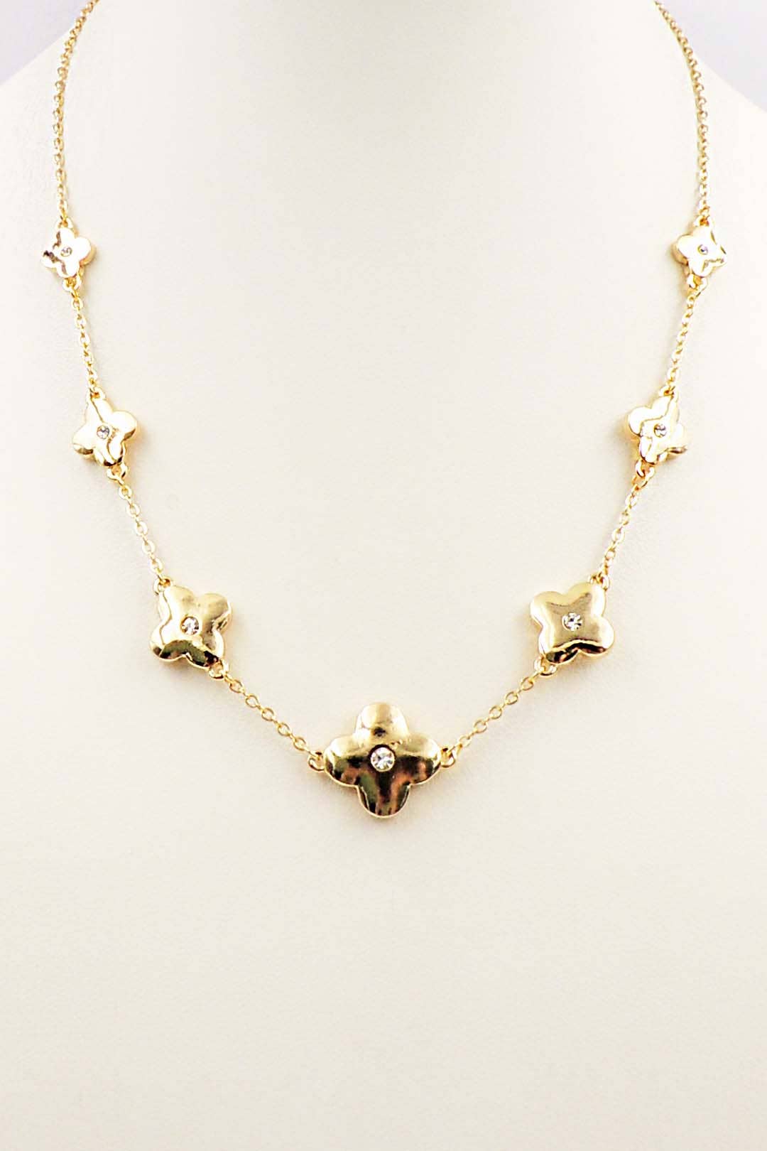 Gold Pointed Clover Necklace