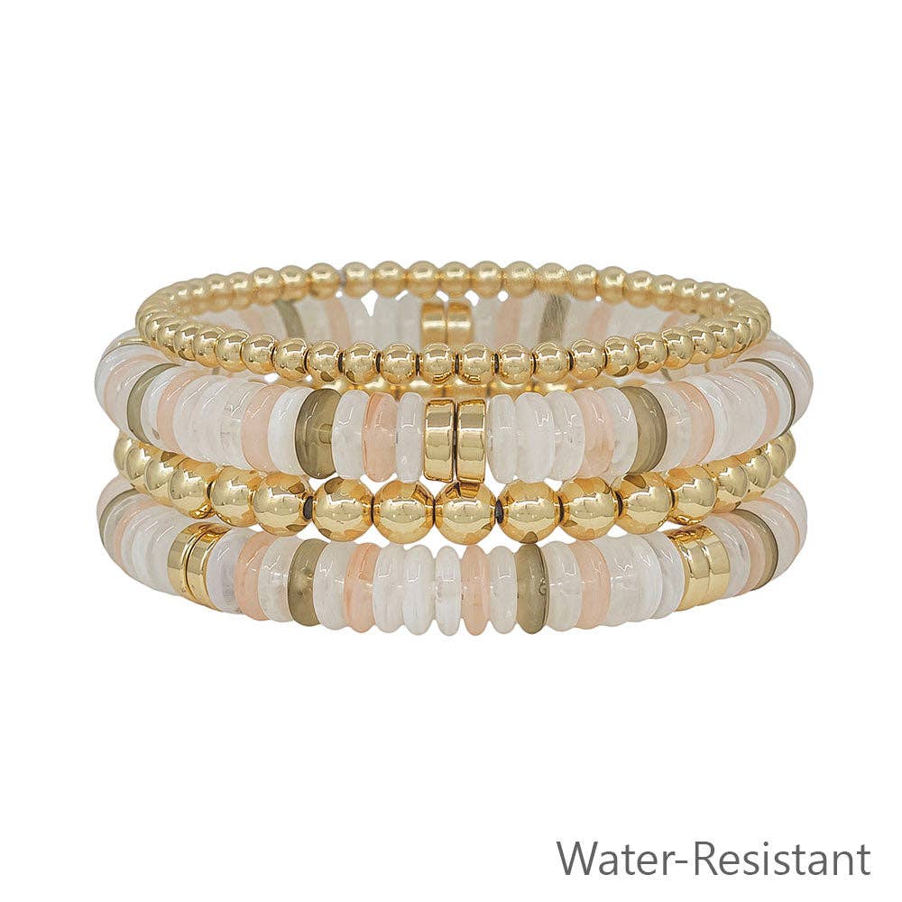 Natural and Gold Beaded Bracelets