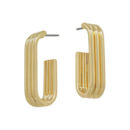 Three Tube Oval Hoop Earring