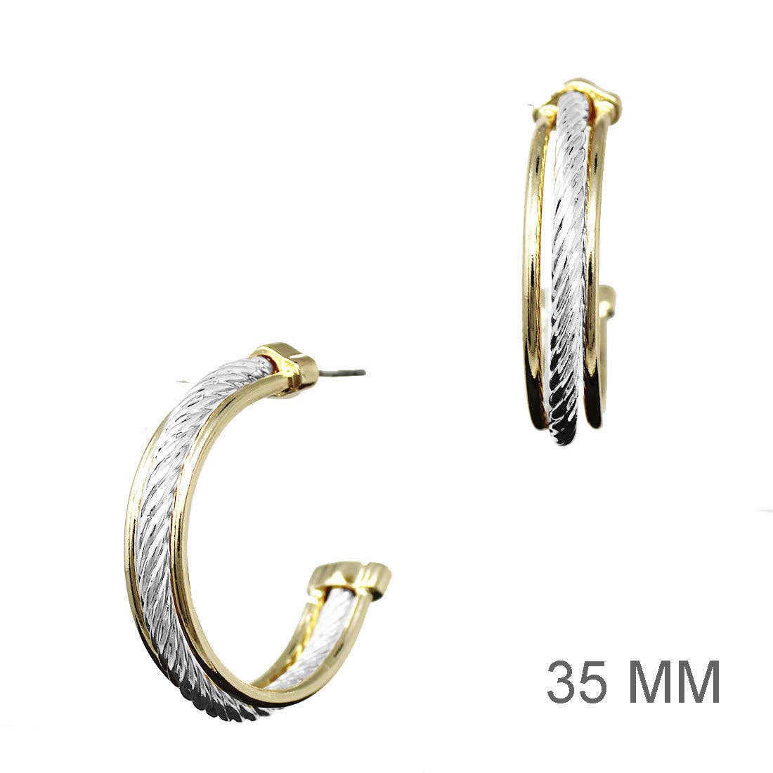 Mixed Metal Triple Hoops