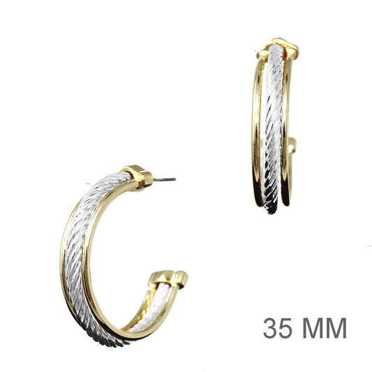 Mixed Metal Triple Hoops