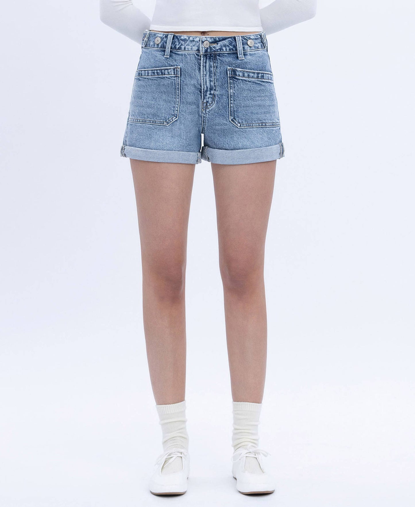 Patched Denim Shorts