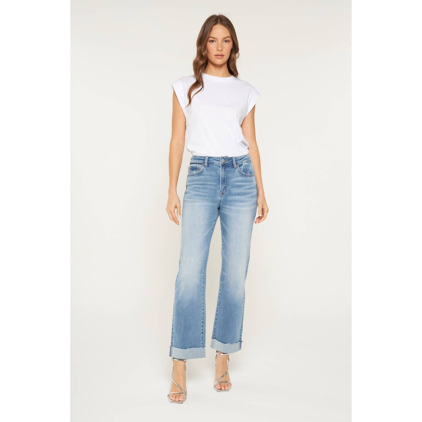 Straight Cuffed Hem Jeans