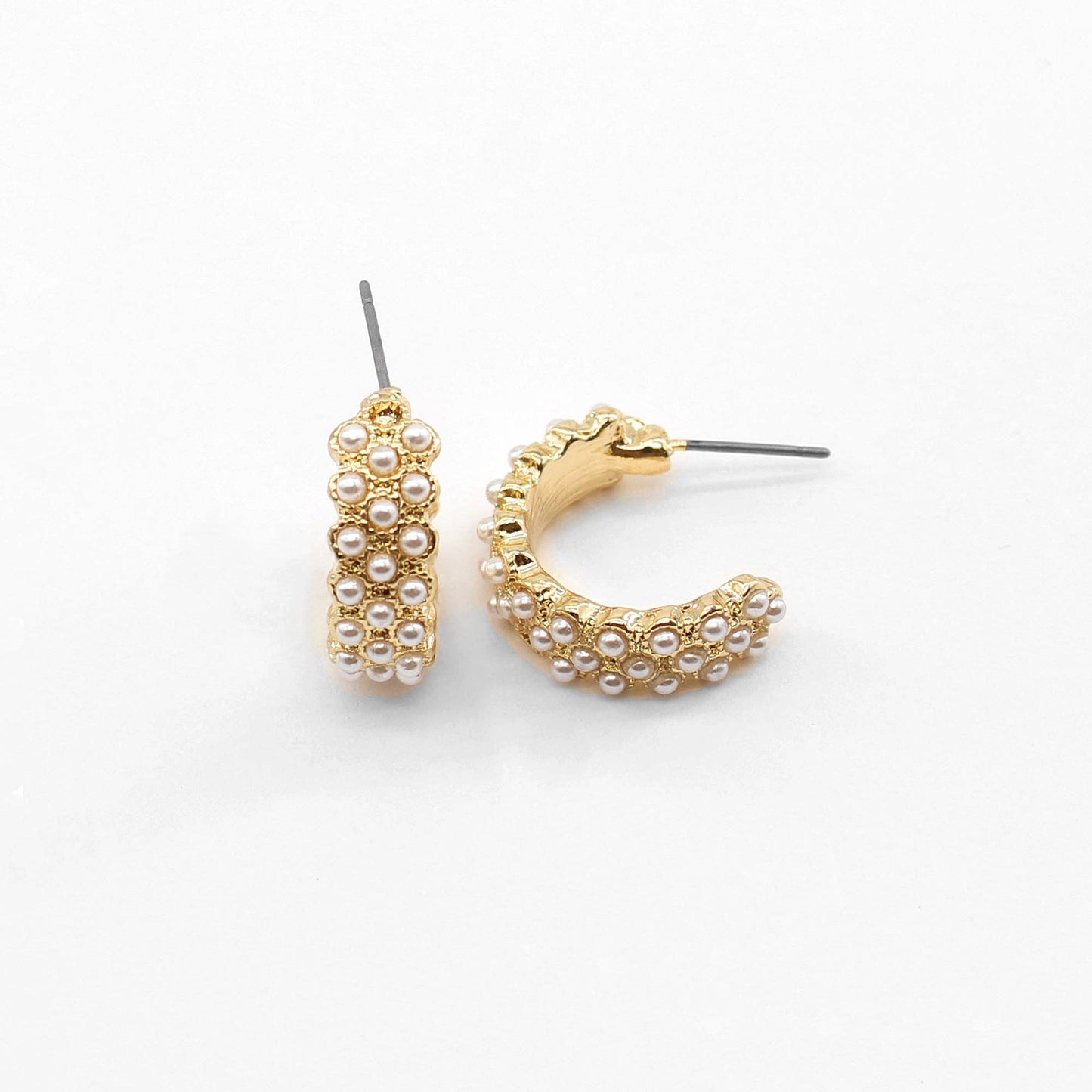 Gold Small Studded Pearl Earring