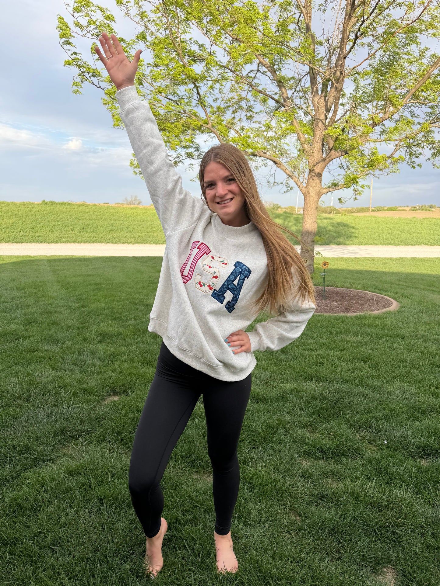 USA Applique Mock Neck