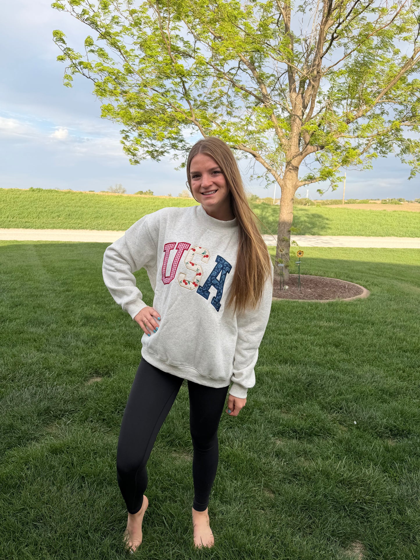 USA Applique Mock Neck