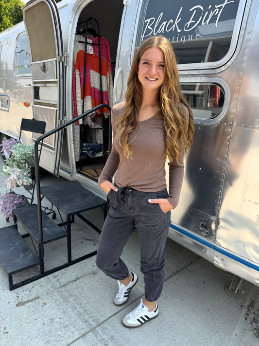 Charcoal High Rise Joggers