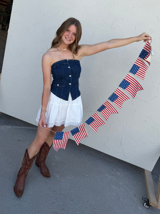 Strapless Denim Button Up