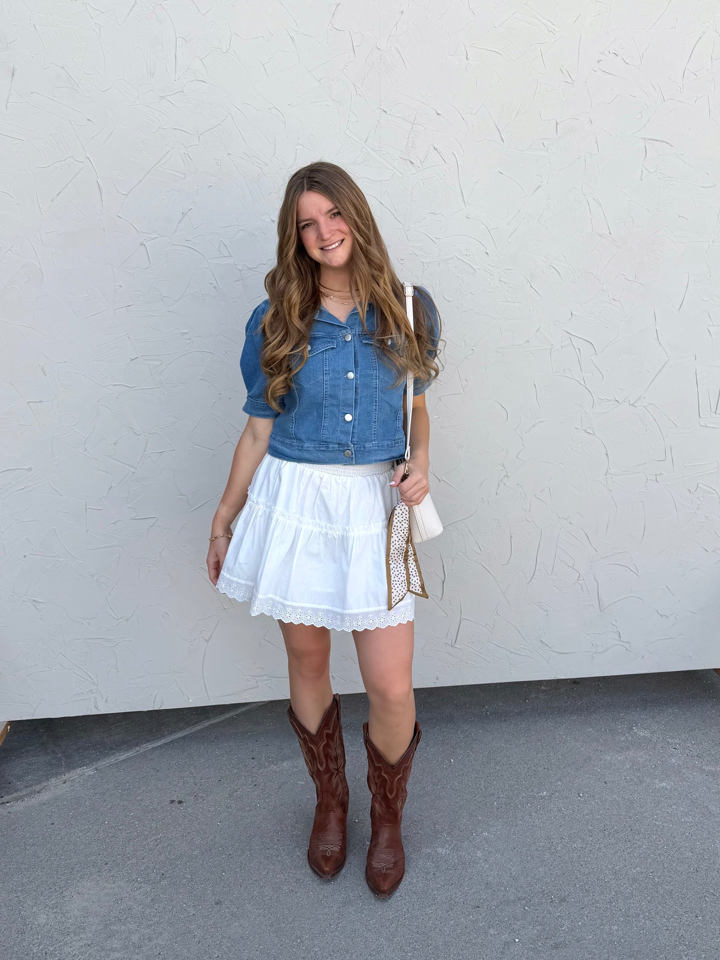 Denim Peplum Top