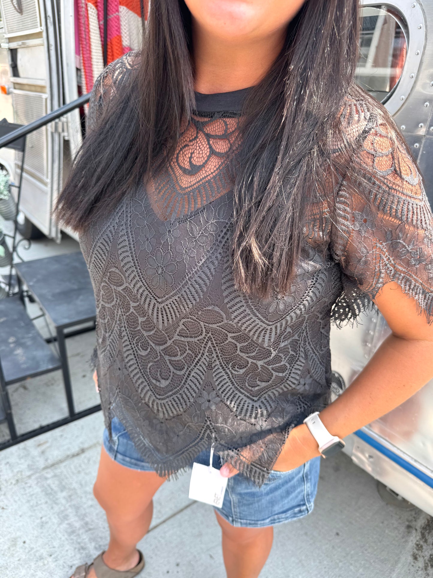 Scalloped Lace Top