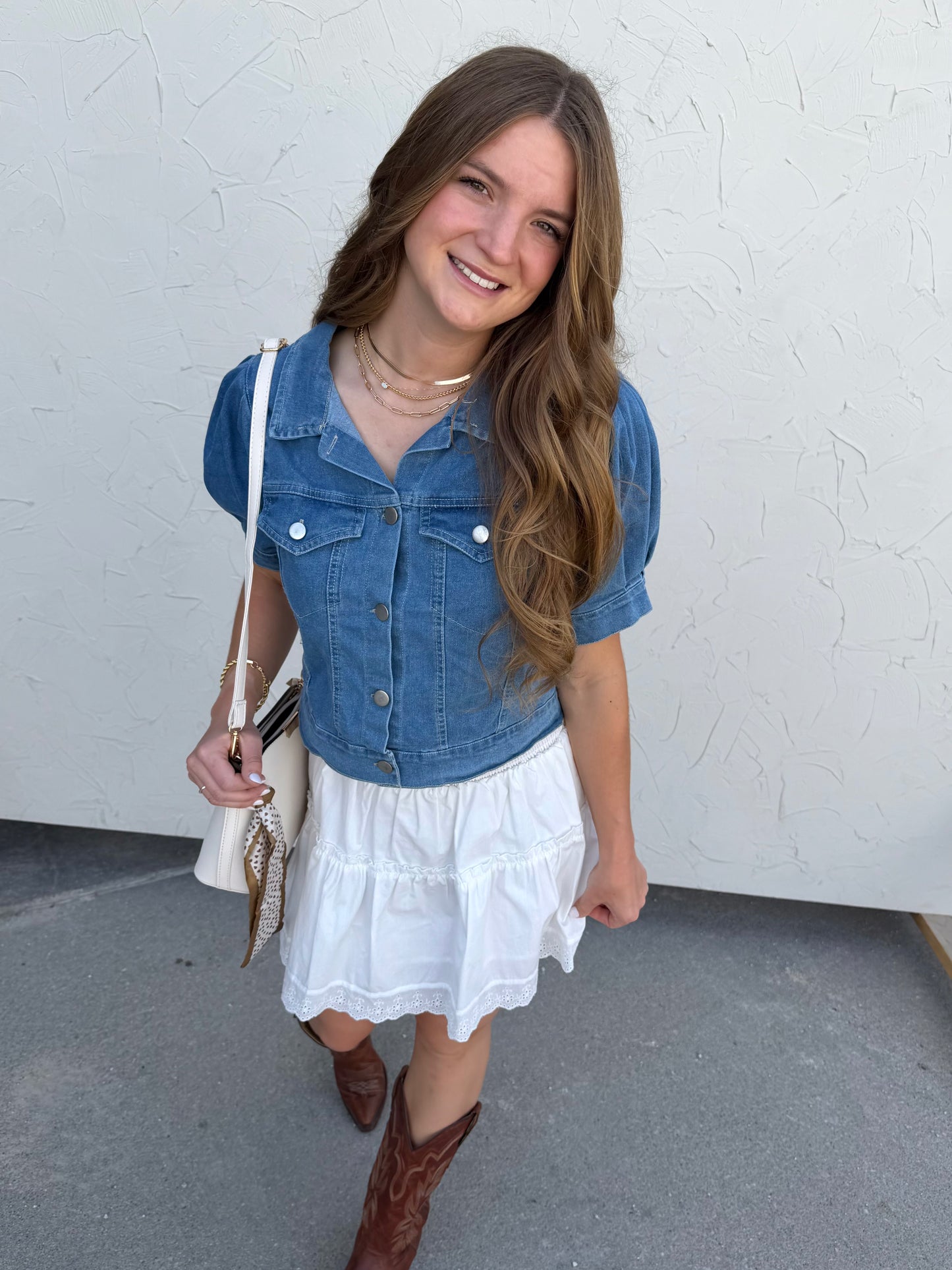 Denim Peplum Top