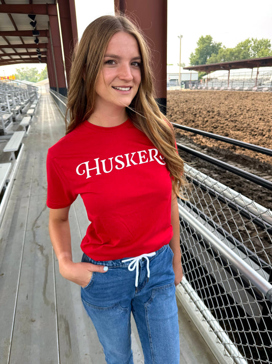 Red Basic Huskers Tee