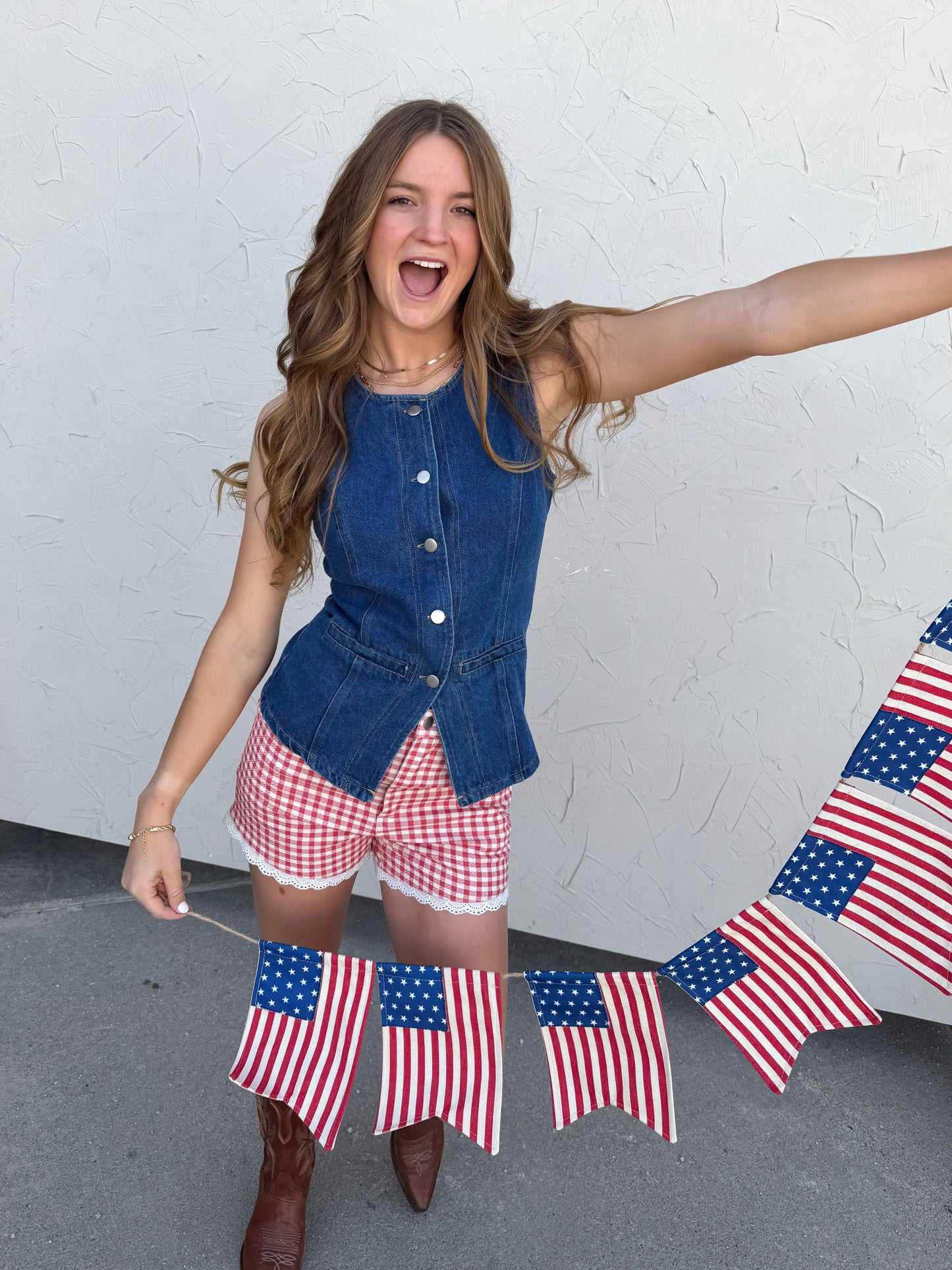 Gingham & Lace Shorts