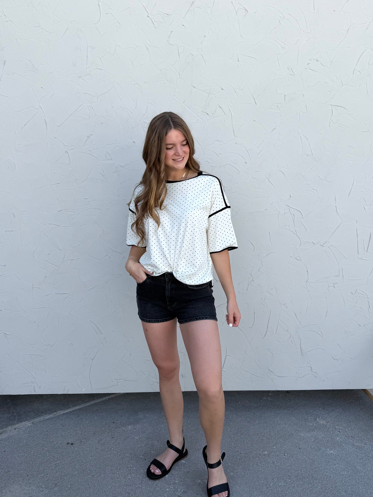 Polka Dot Edged Top