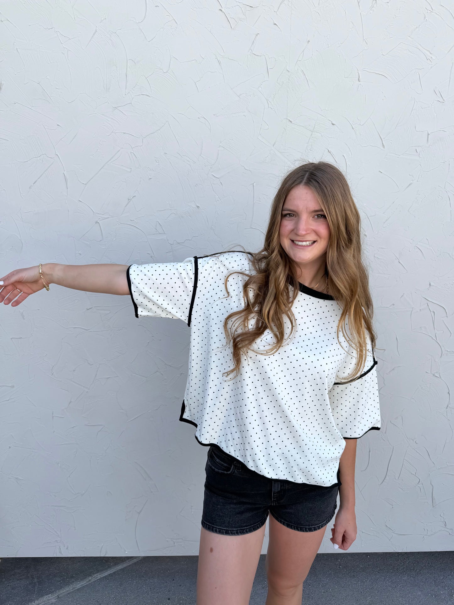 Polka Dot Edged Top