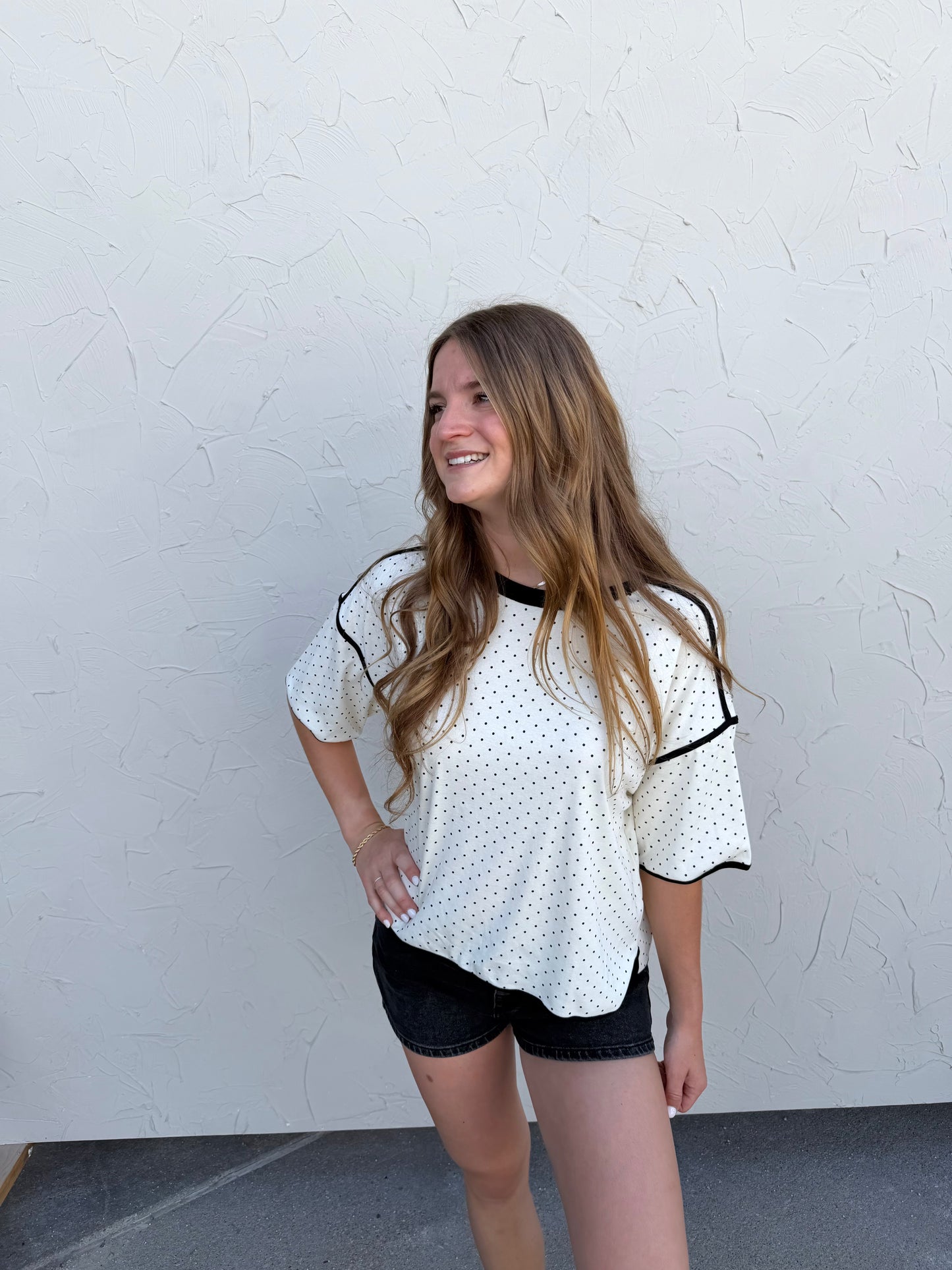 Polka Dot Edged Top