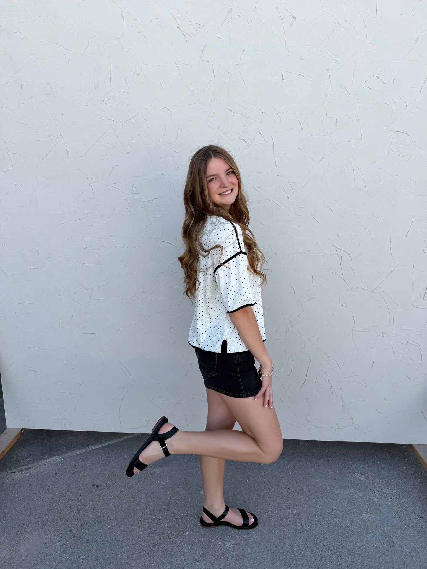 Polka Dot Edged Top