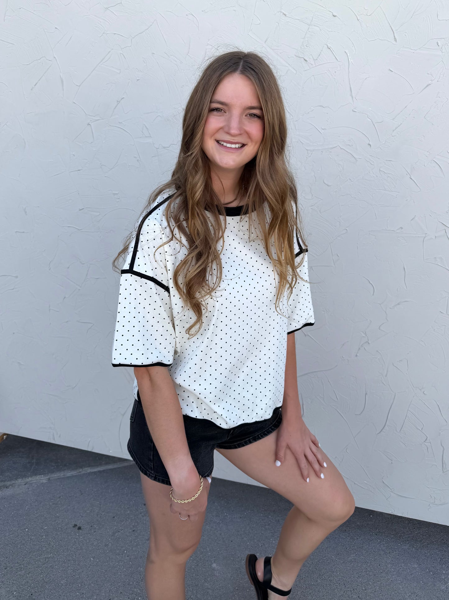 Polka Dot Edged Top