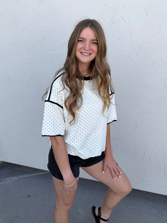 Polka Dot Edged Top