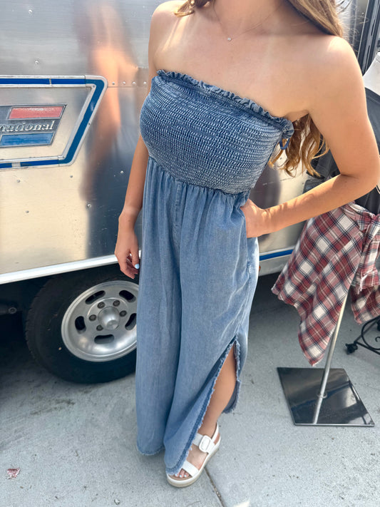 Strapless Denim Jumpsuit