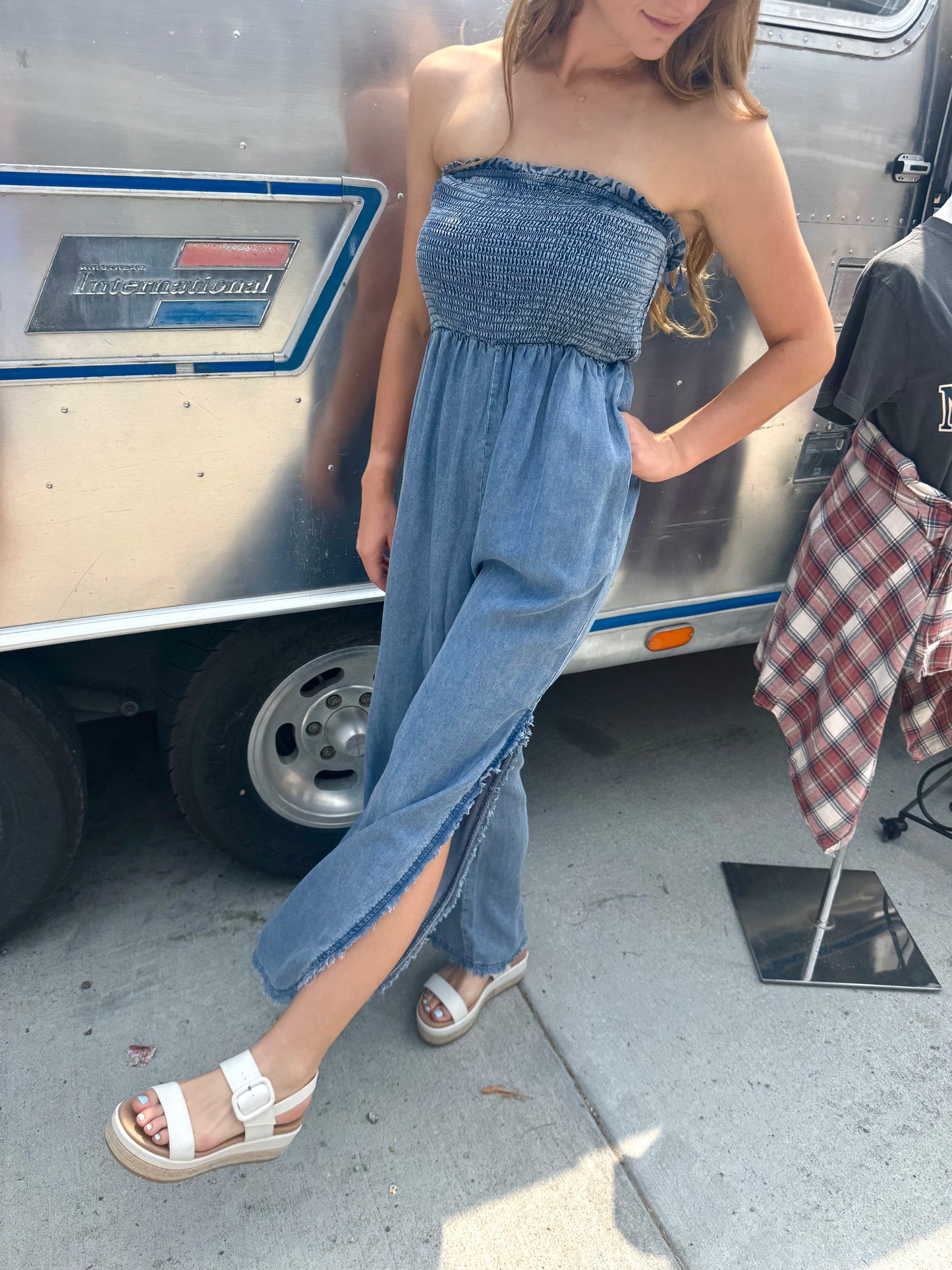 Strapless Denim Jumpsuit