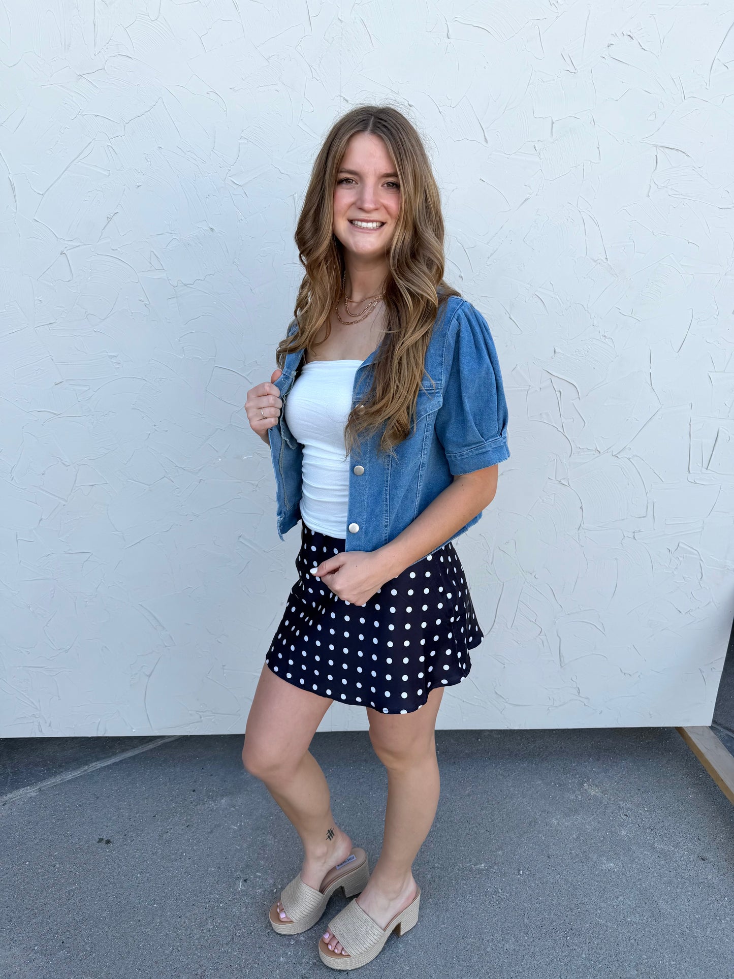 Denim Peplum Top