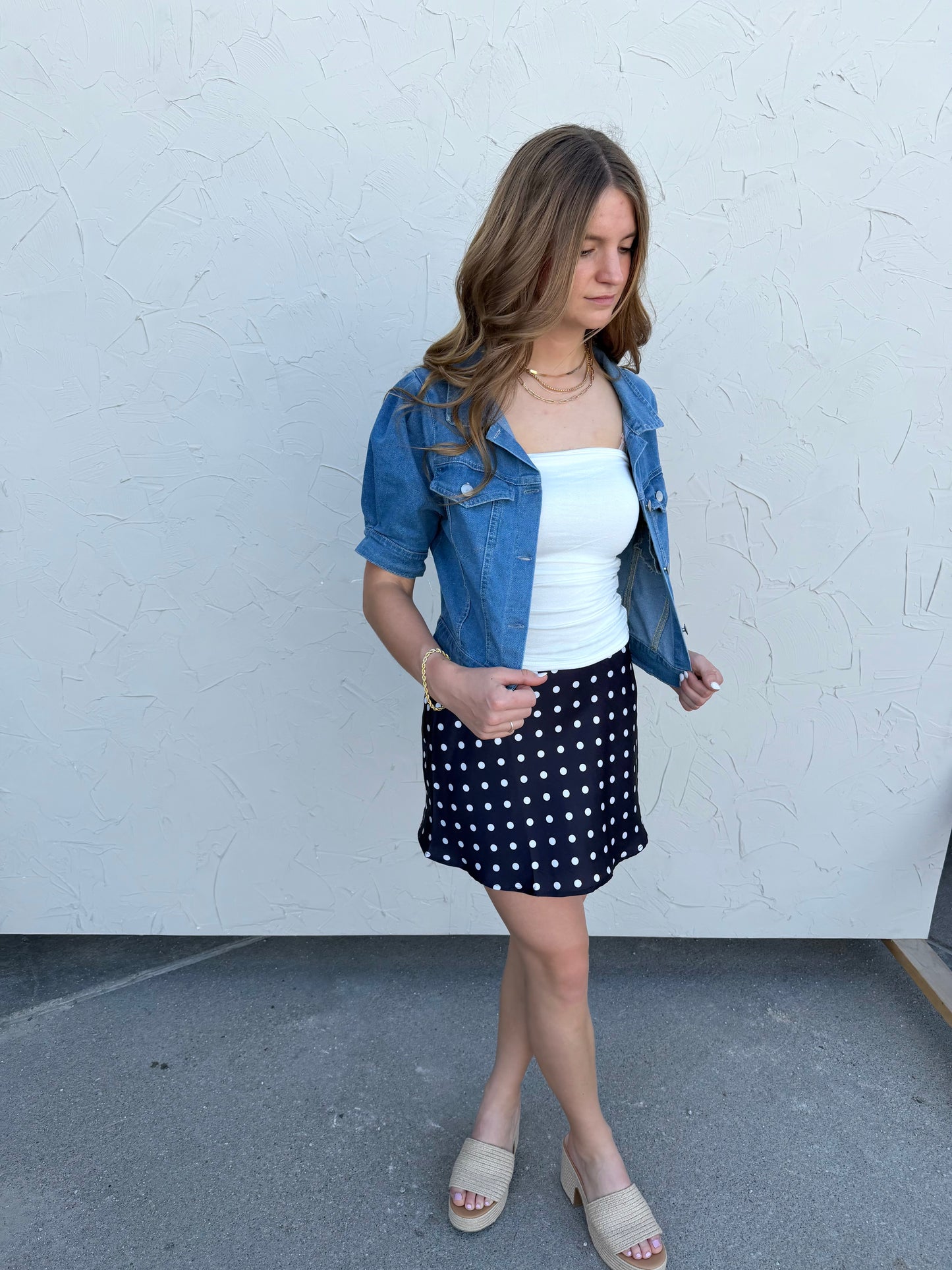 Denim Peplum Top