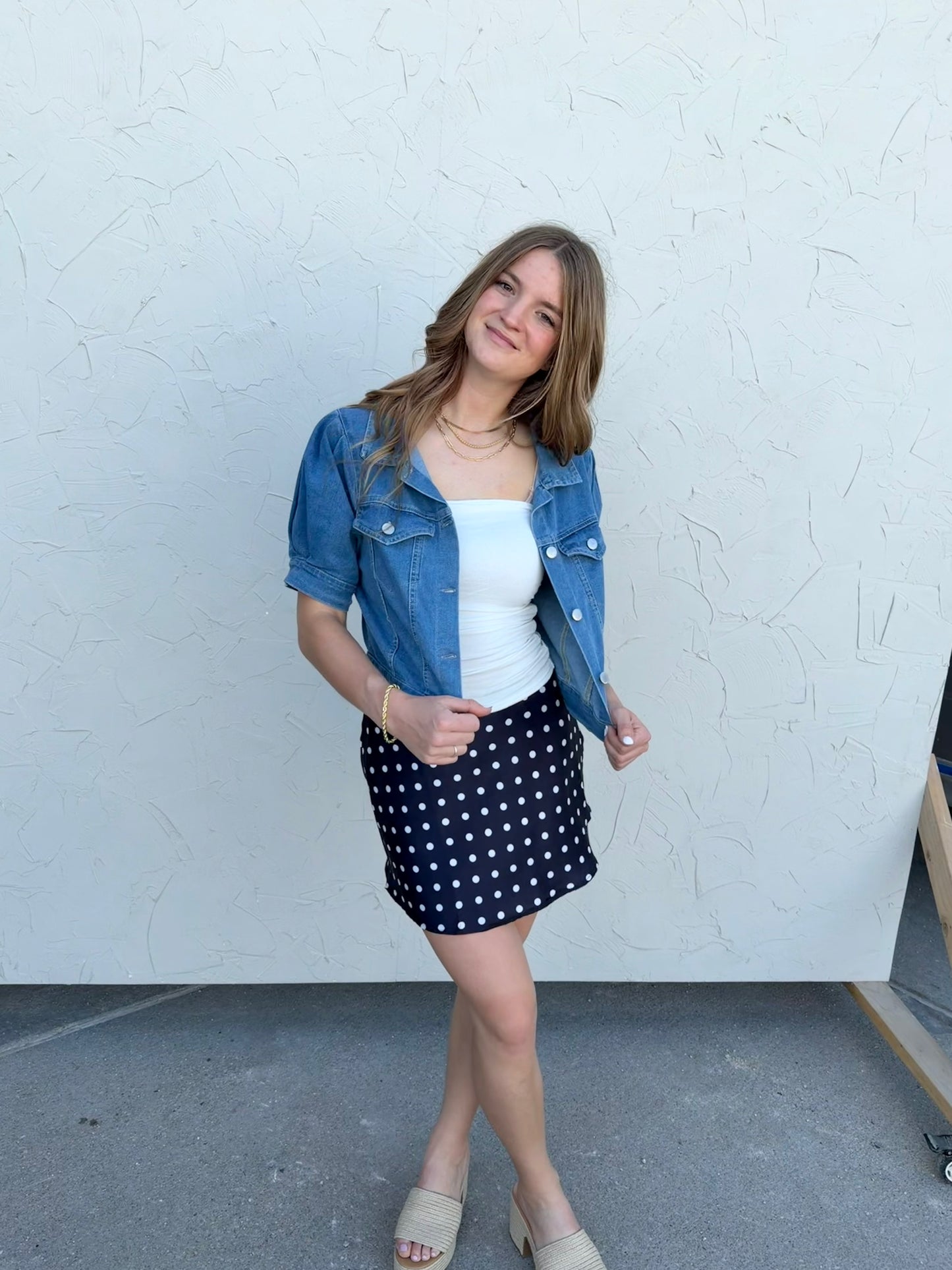 Denim Peplum Top
