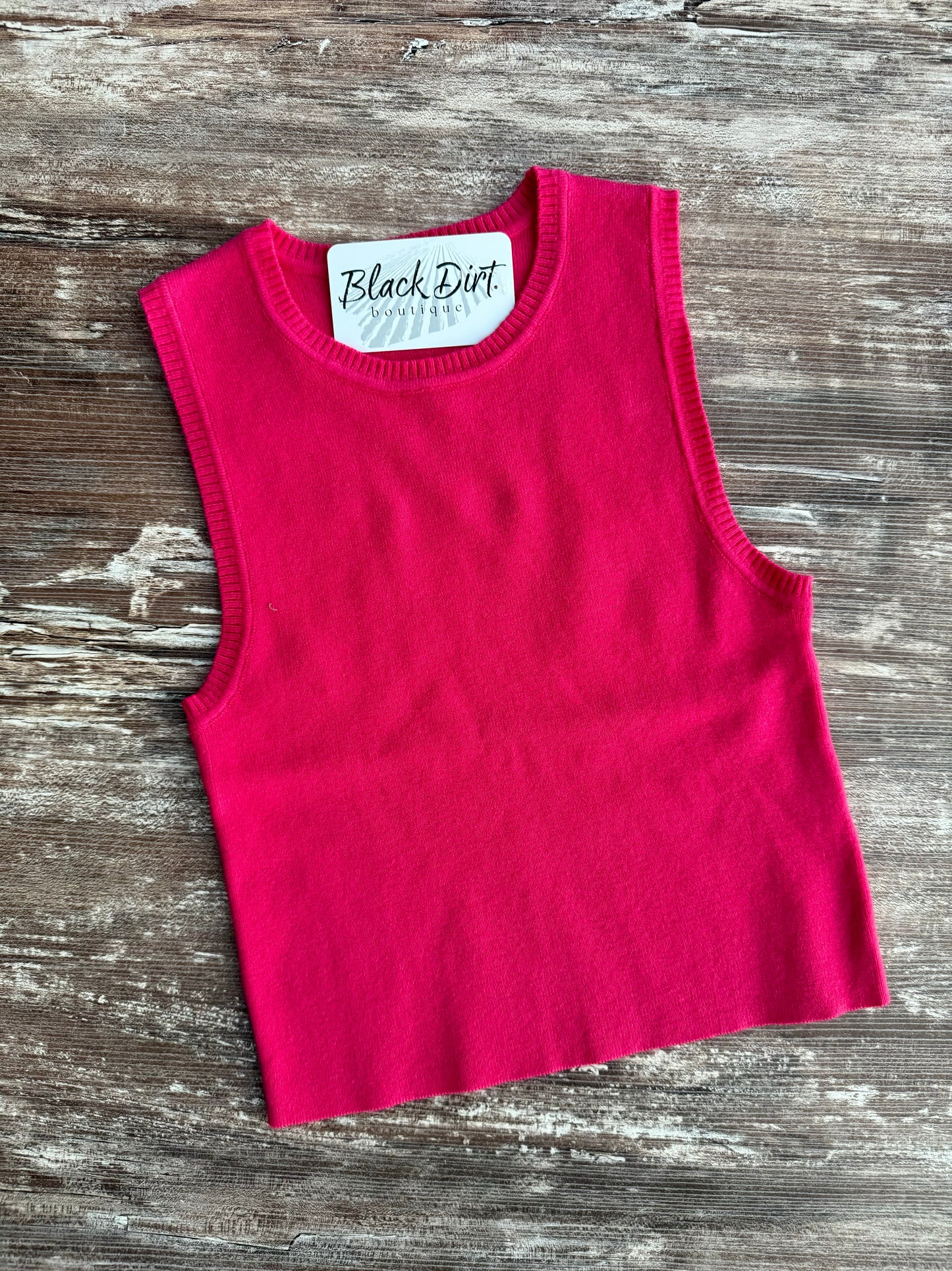 Pink Cropped Knit Tank