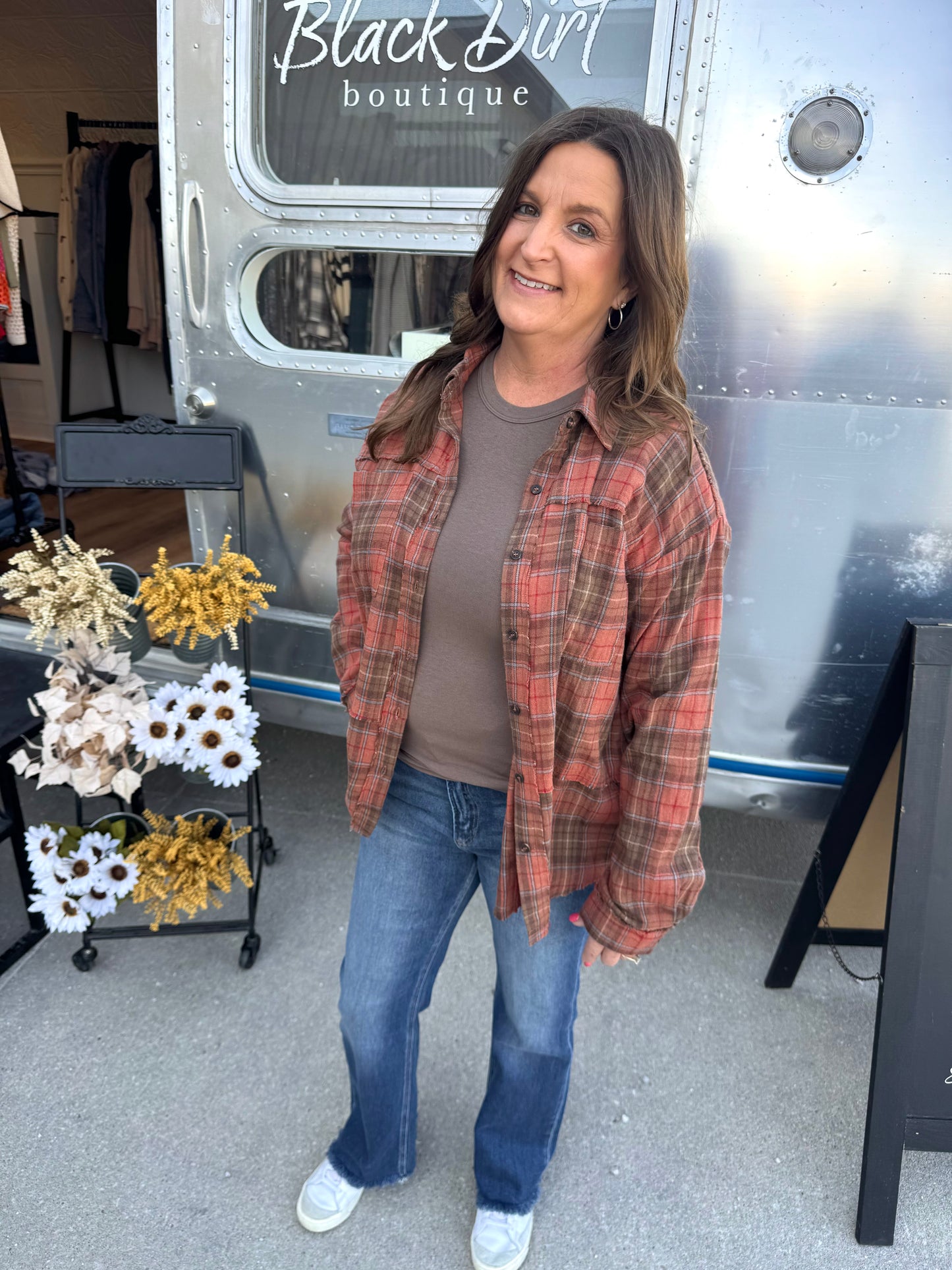 Washed Plaid Button Down
