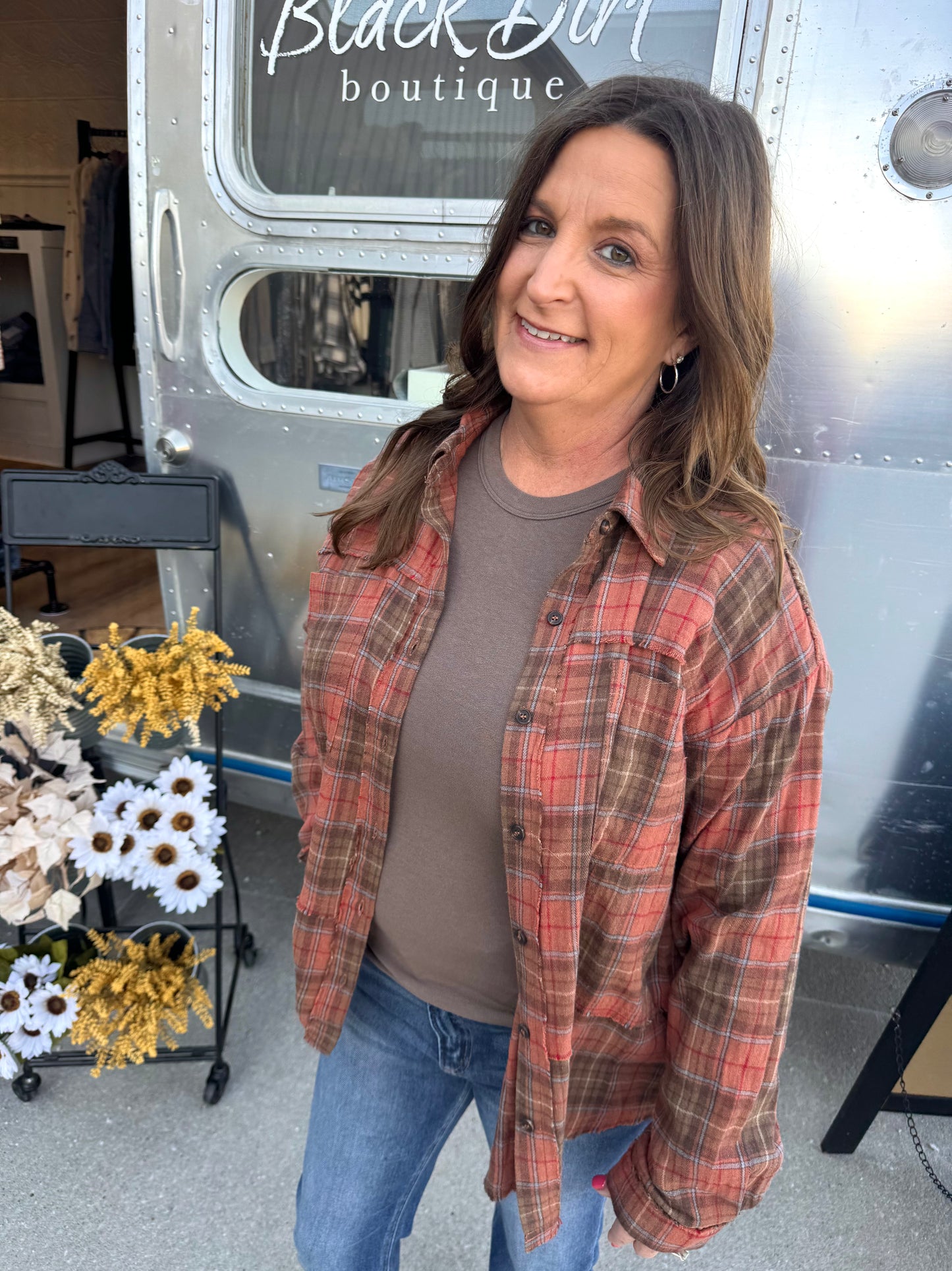 Washed Plaid Button Down