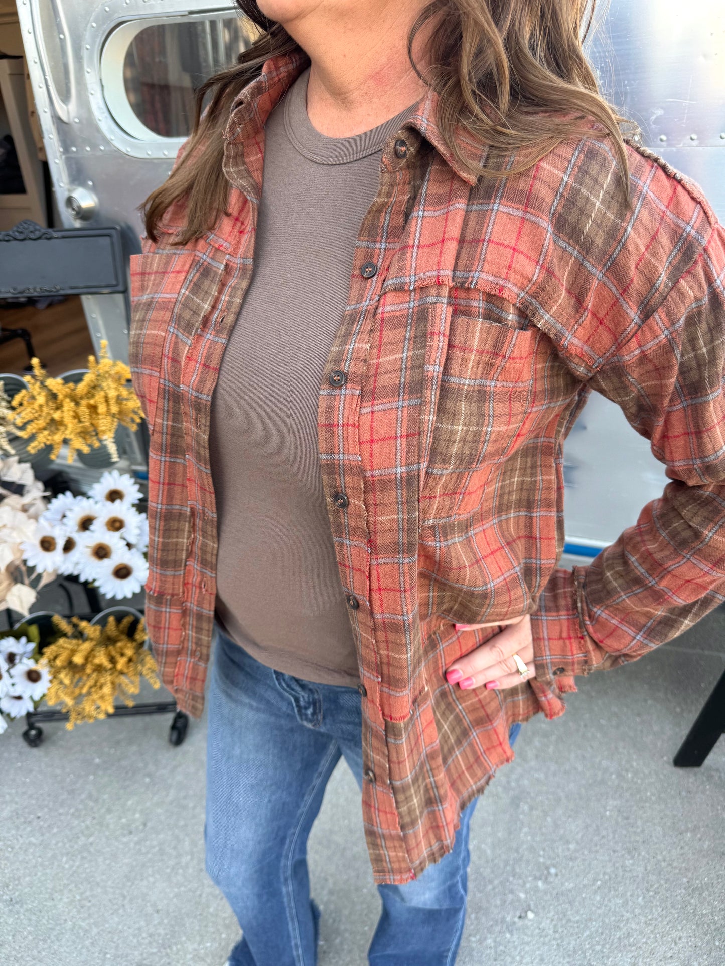 Washed Plaid Button Down