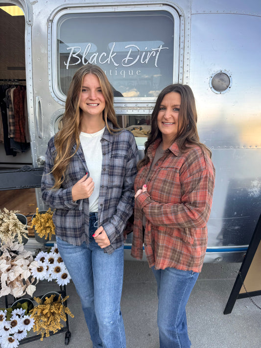 Washed Plaid Button Down