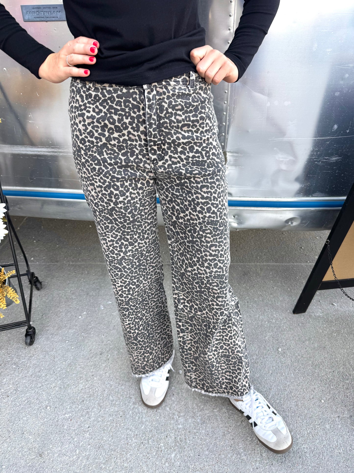 Leopard Print High Rise Jeans