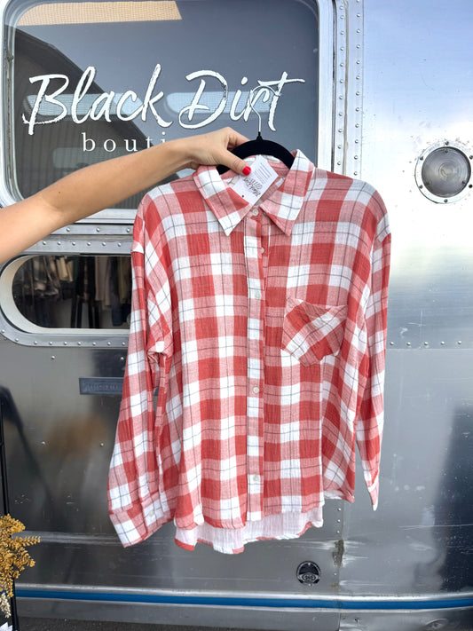 Gauze Flannel Button Down