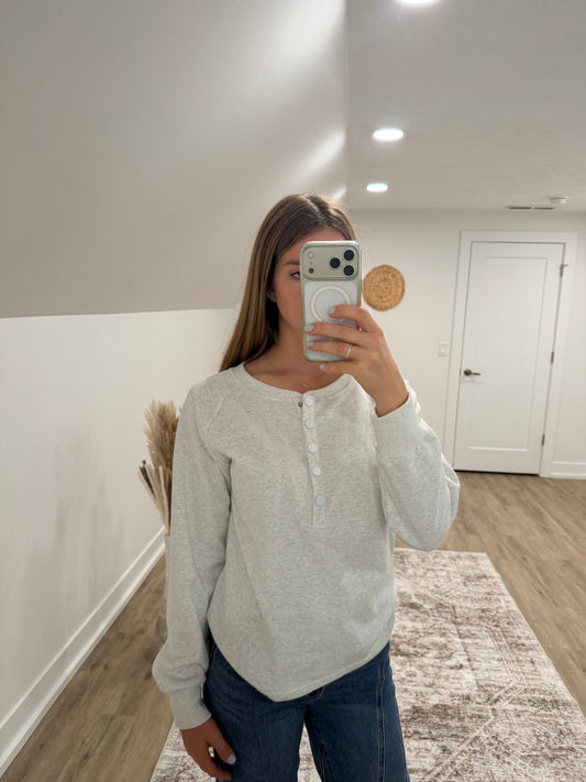 Ash Grey Half Snap Top