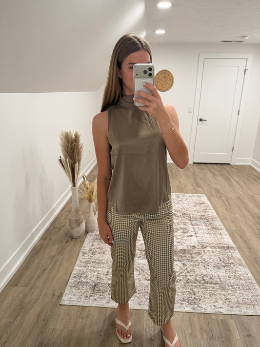 Gingham Barrel Pants