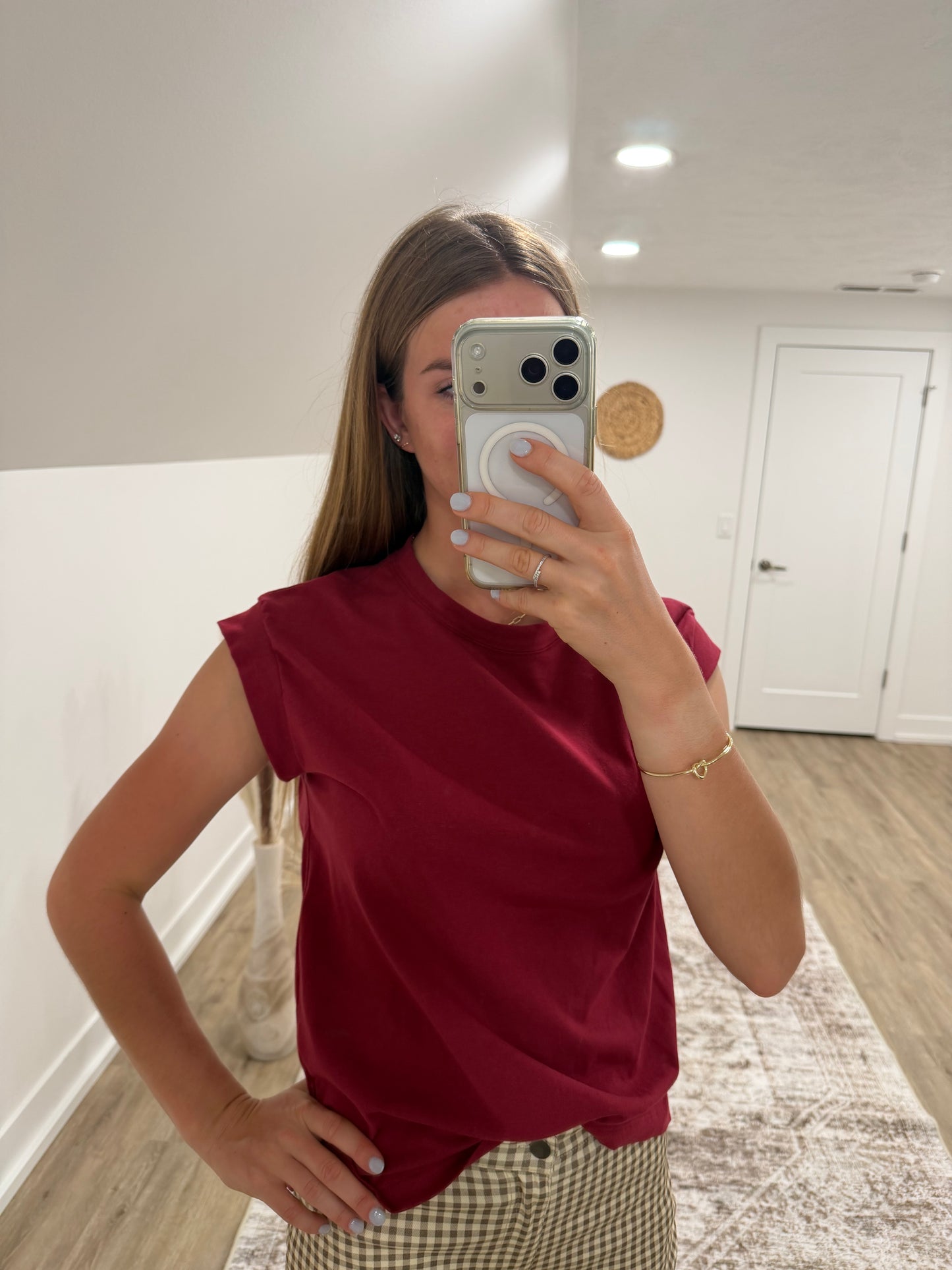 Burgundy Basic Cap Sleeve