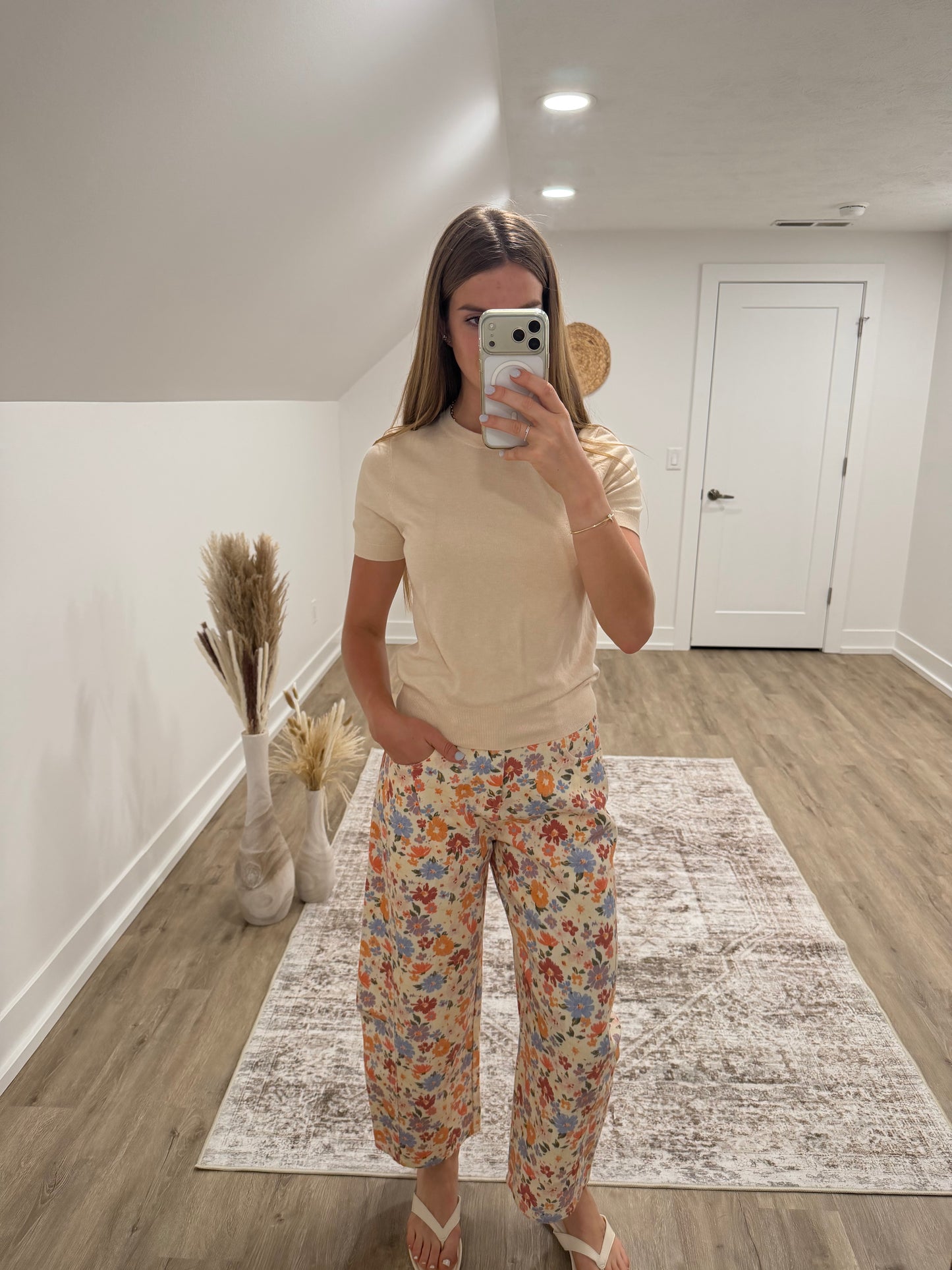 Floral Print Barrel Pants