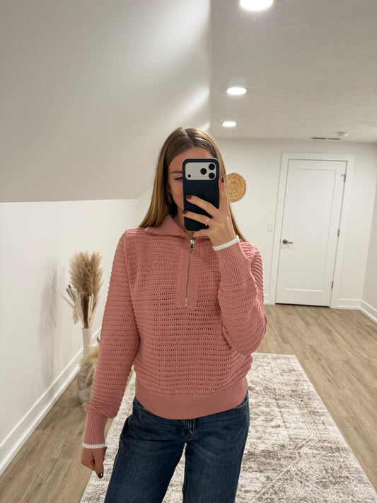 Dusty Peach Half Zip