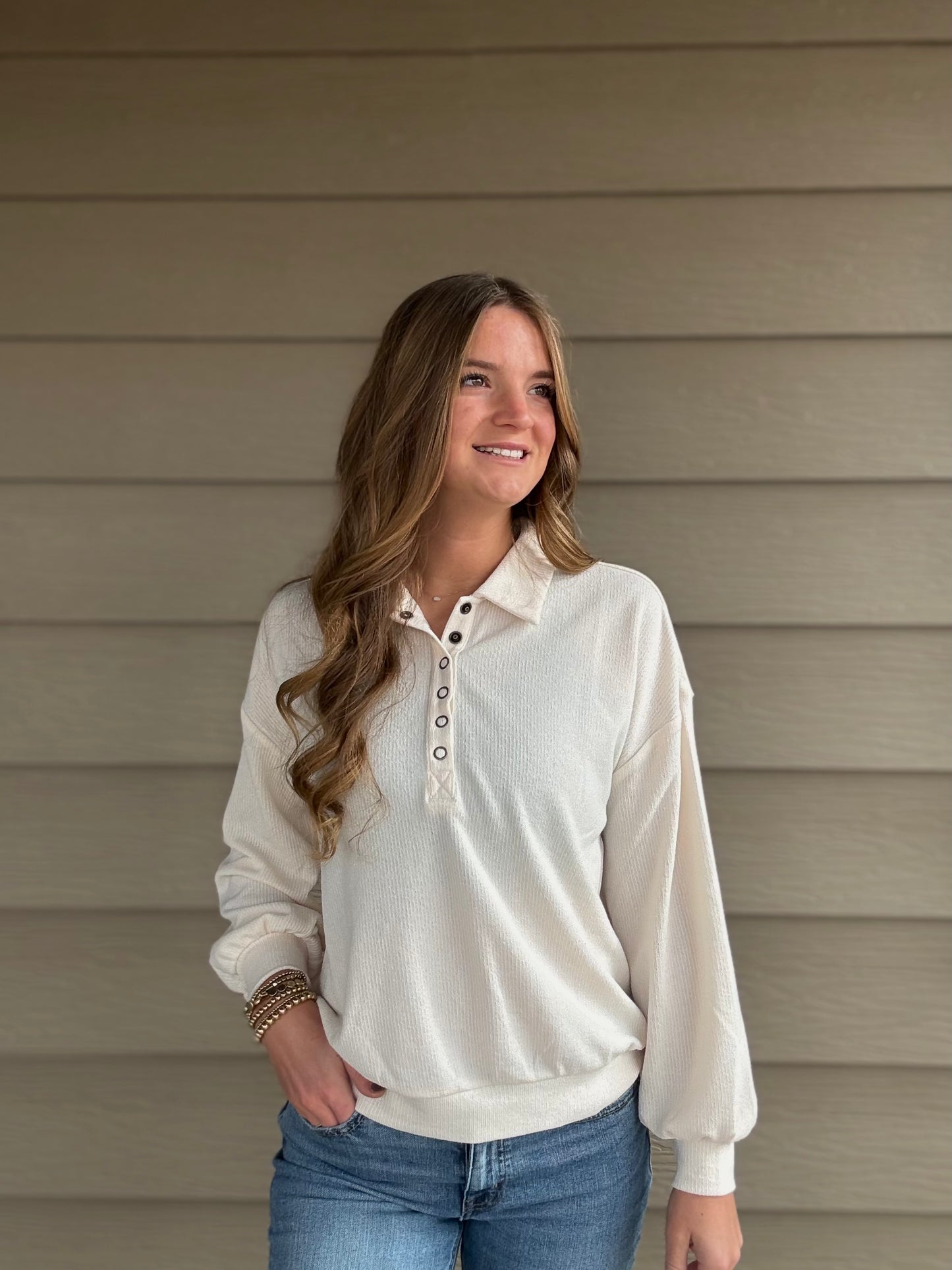 Half Snap Collared Top