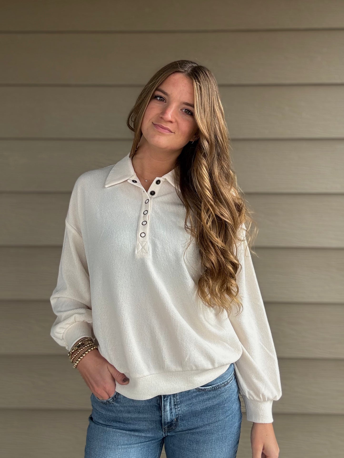 Half Snap Collared Top