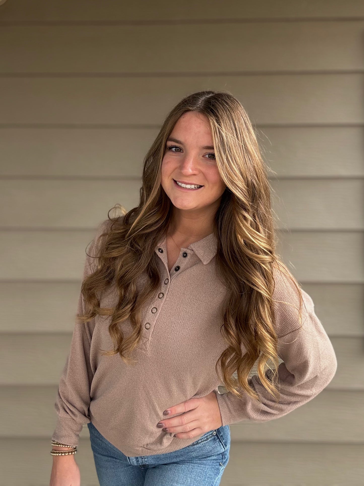 Half Snap Collared Top